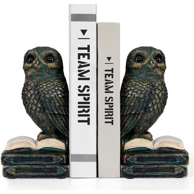 Decorative Bookends For Shelves - Cute Owl Home Decor Bookends For Heavy Books,Office & Home Decor Rooms (White)