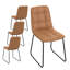 Chaises de salle à manger avec siège en similicuir et base en métal noir, ensemble de 4 chaises rembourrées-458943652