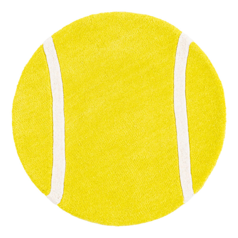 Unique Loom Tennis Ball Playtime Kids Wool Rug, Round 2'