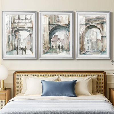Watercolor Archures I - Impression sur mesure encadrée de qualité supérieure - 3 pièces