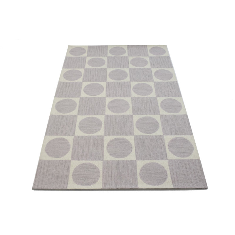 Coram Geometric Handmade Tufted Wool Pale Lilac Area Rug