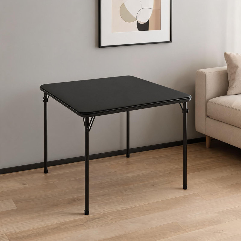 Table carrée pliante avec plateau en polyuréthane, Noir mat