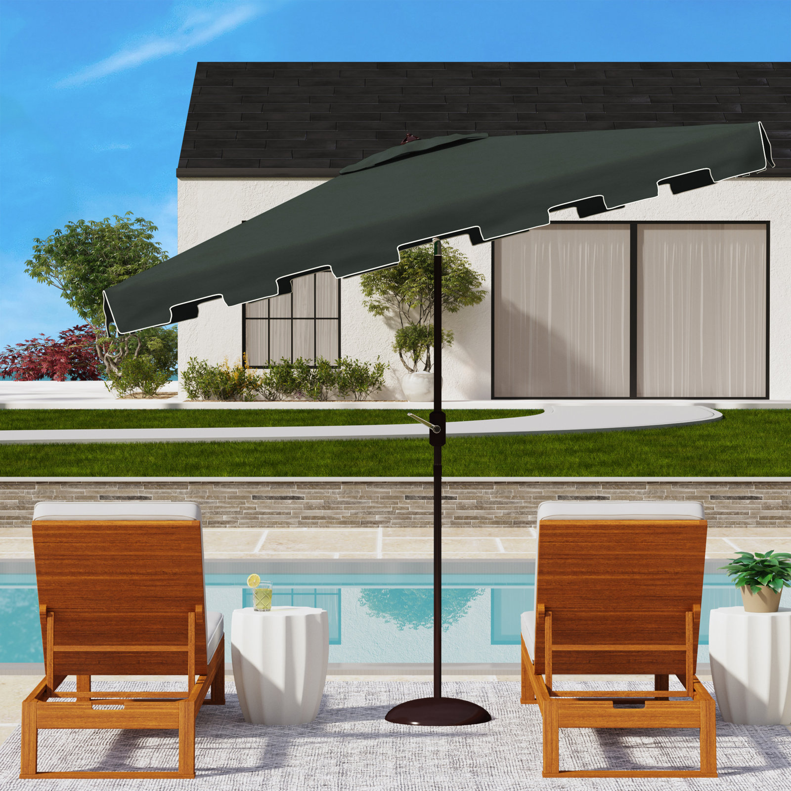 Towerside 118.1'' Outdoor Umbrella, Dark Green