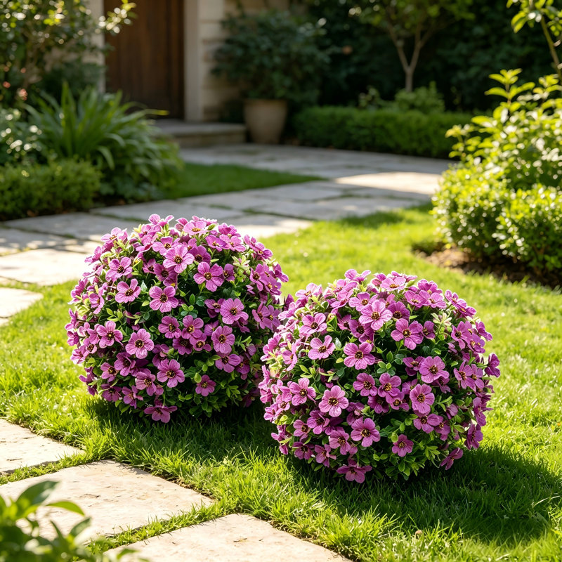 2 Pack Artificial Violet Blossom Topiary Trees
