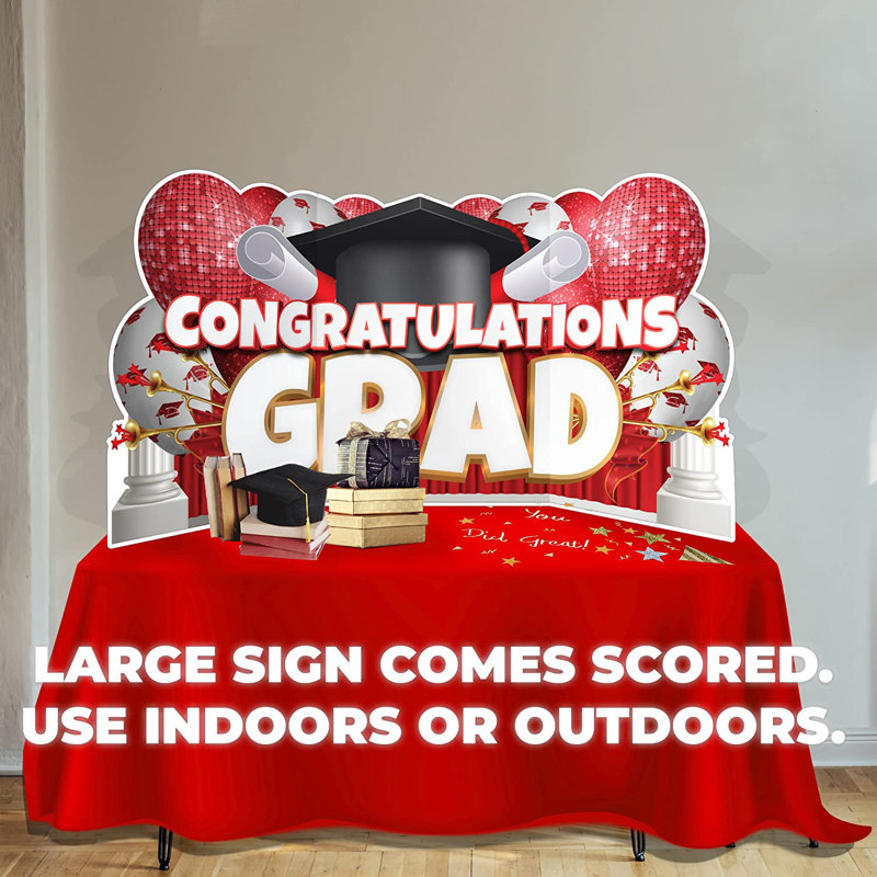 Ensemble de panneaux de présentation pour la remise des diplômes Caps Off To You, 72 po x 36 po, 8 pièces, rouge, Rouge
