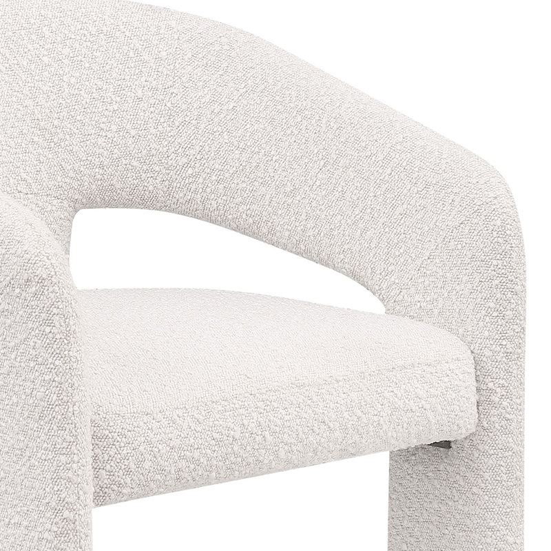 Chaise d'appoint rembourrée Ozellar Boucle, Crème