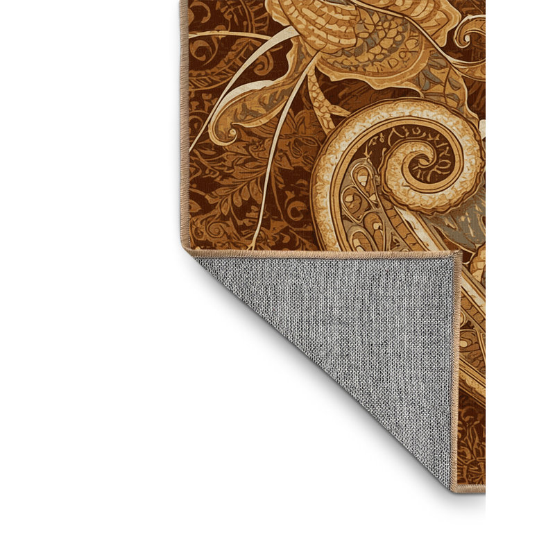 Tapis oriental brun lavable à la machine Botkins, 6 x 9