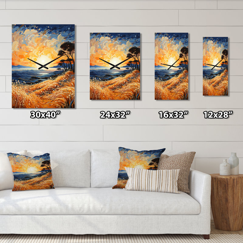 Horloge murale de plage surdimensionnée Sill Pointillism III, H 32 po x l 16 po x P 1 po