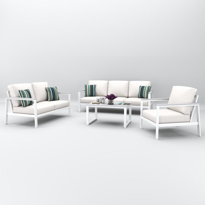Ronquillo 4 Person Seating Group With Sunbrella Cushions by Birch Lane