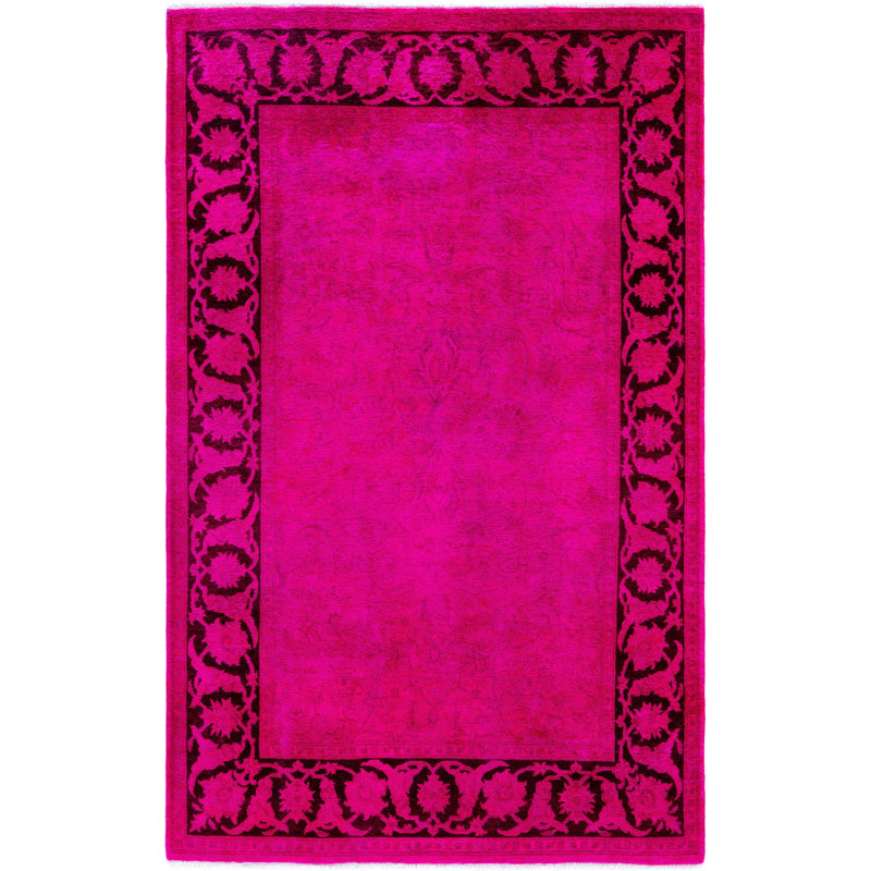 Tapis rose en laine unique 4 pi 0 po x 6 pi 4 po Huckaby