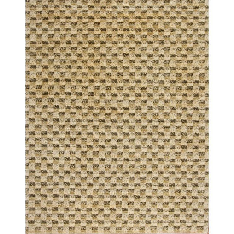 Tapis vert texturé en laine noué à la main Textures