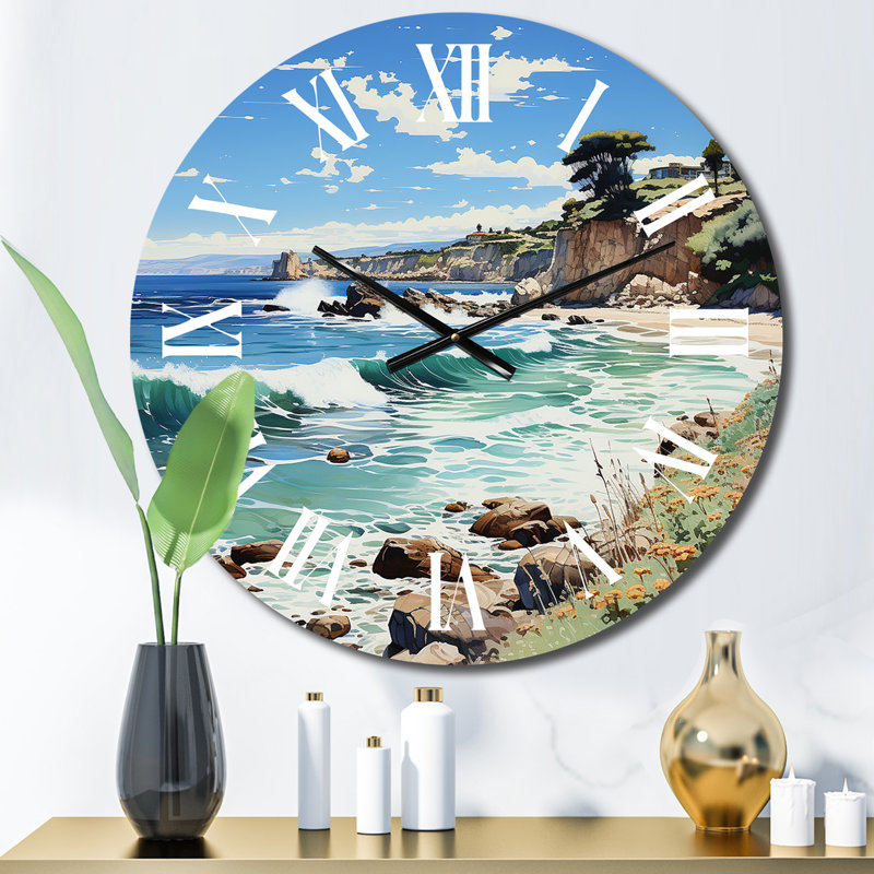 Beach Contrast Pointillism II Wall Clock, Medium