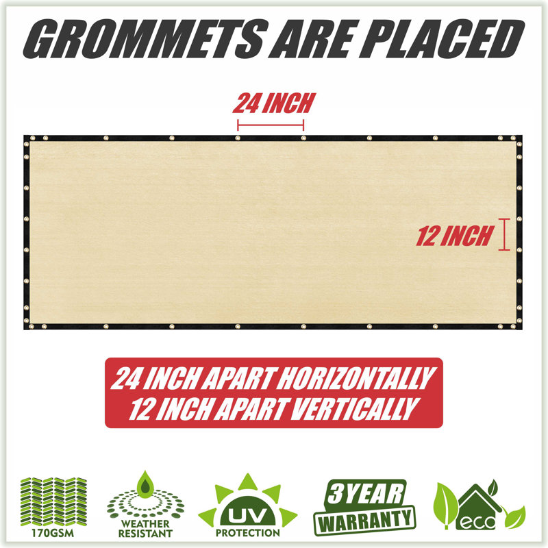 Beige 5' x 10' Privacy Fence Screen with Grommets