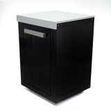 Mont Alpi MA-EXC-BSS Extra Storage Right Cabinet Module with Shelves for MAI805-BSS Outdoor Kitchen Island Grills - Black Stainless Steel + Granite Countertop - adds Storage & Counter Space