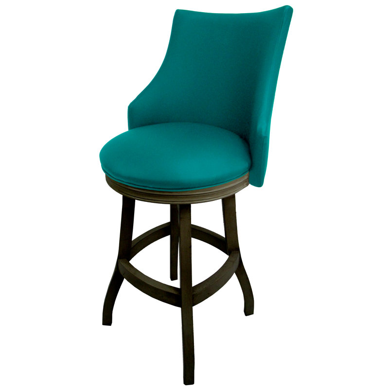 Tabouret pivotant en bois Ridfortore, Noir, Bleu sarcelle, Tabouret de bar (assise de 30 po de hauteur)