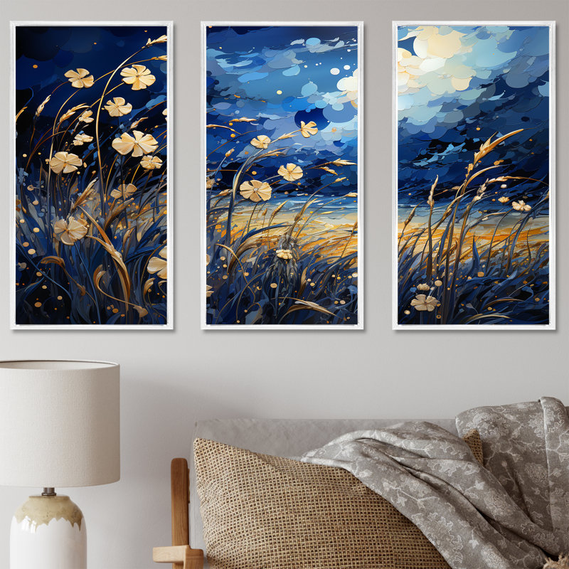 Osblek - ensemble d'art mural sur toile Meadow, H 28 po x l 36 po x P 1 po, Cadre flottant blanc