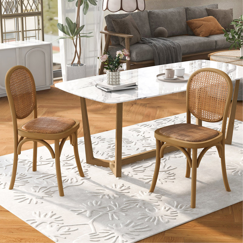 Jaziel Rattan Dining Chair, Light Brown/Light Brown