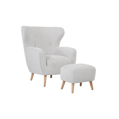 Fauteuil à oreilles courbé Bijou Harvard avec repose-pieds assorti