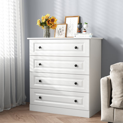 29.5" W Modern 4 Drawer Dresser, Drawer Chest, Wooden Storage Dresser for Closet and Living Room, White