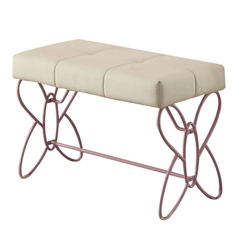 Banc en cuir synthétique clair, Rose, Beige