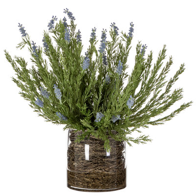 23 Inch Wild Lavender/twig In Glass
