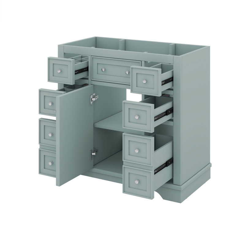 Base de meuble-lavabo 36 po, 1 armoire et 6 tiroirs 36 po, Vert