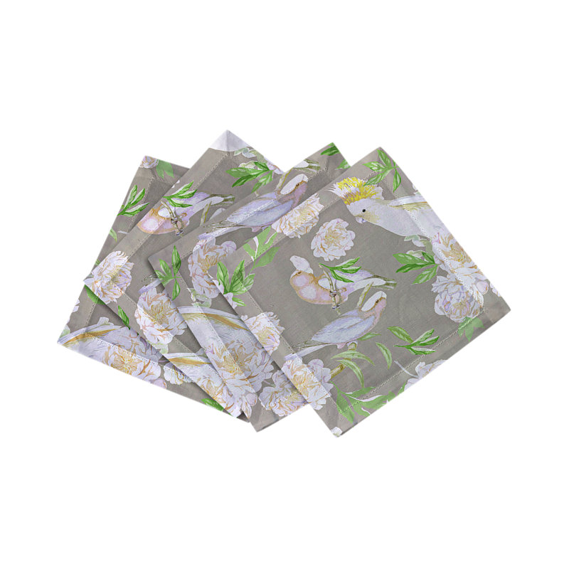 Peony Inspira Cotton Sateen Cocktail Napkins, Breakers