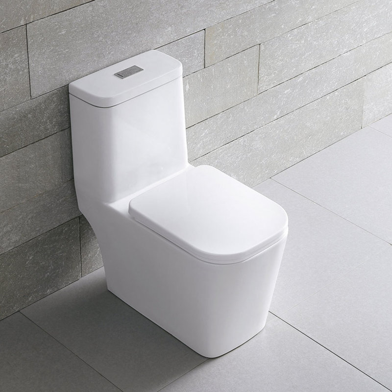 Siège de toilette allongée une pièce à double chasse inclus