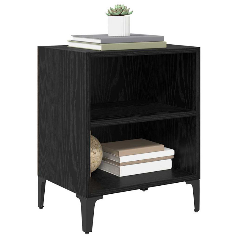Bedside Cabinet 40 X 30 X 50 Cm Engineered Wood, Black Oak