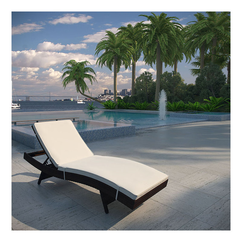 Peer Outdoor Patio Chaise, Espresso, White