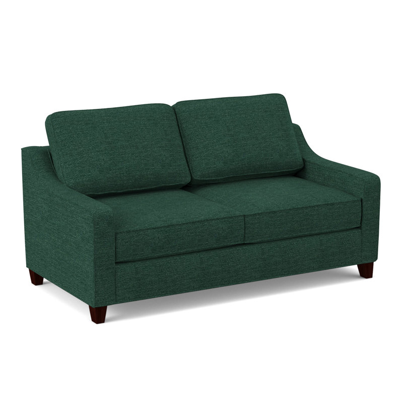 Clark 74" Square Arm Sofa with Reversible Cushions, Empire Mahogany, Antic Jade
