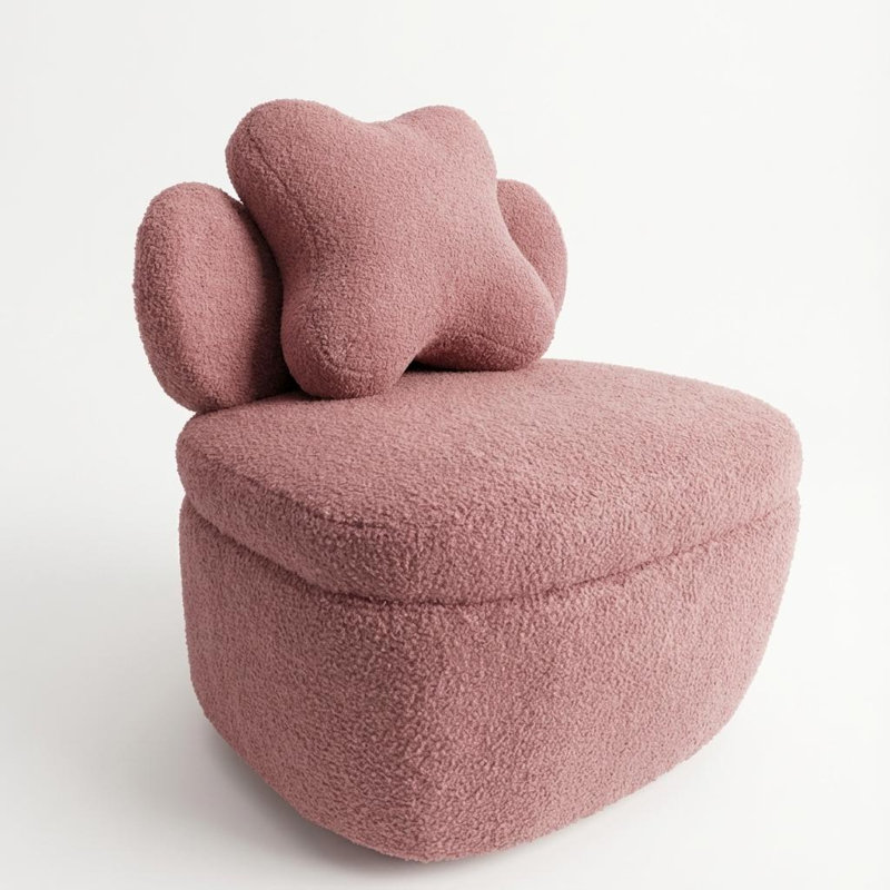 Upholstered Teddy Swivel Accent Chair, Pink