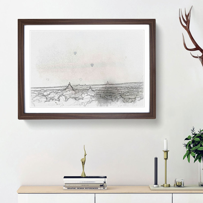 Hot Air Balloons over Myanmar in Abstract - Picture Frame Graphic Art Print, Walnut Framed, 36cm H x 48cm W x 2cm D