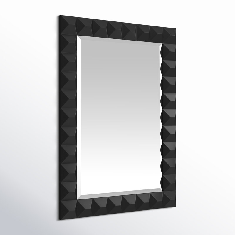 Matte Black Geometric Metal Framed Wall Mirror