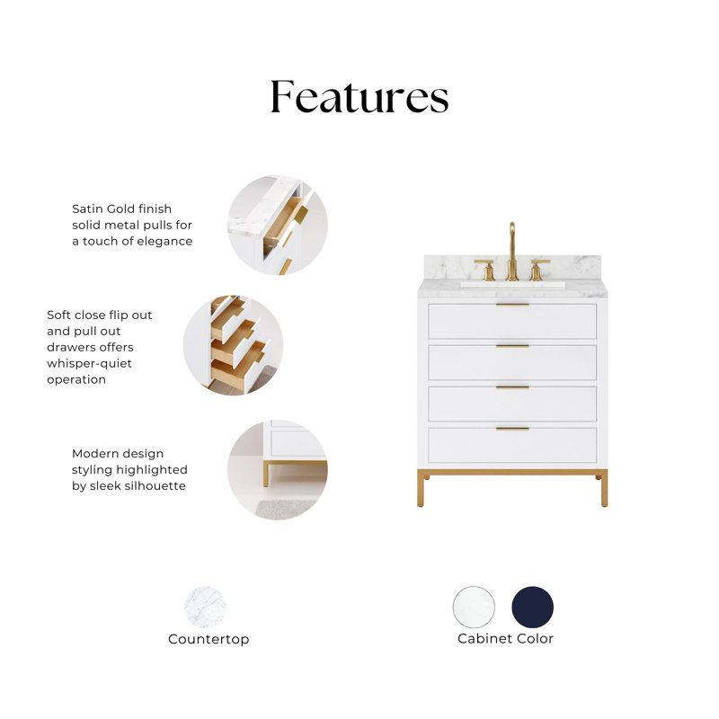 30'' W Single Vanity, Pure White, No, 30"