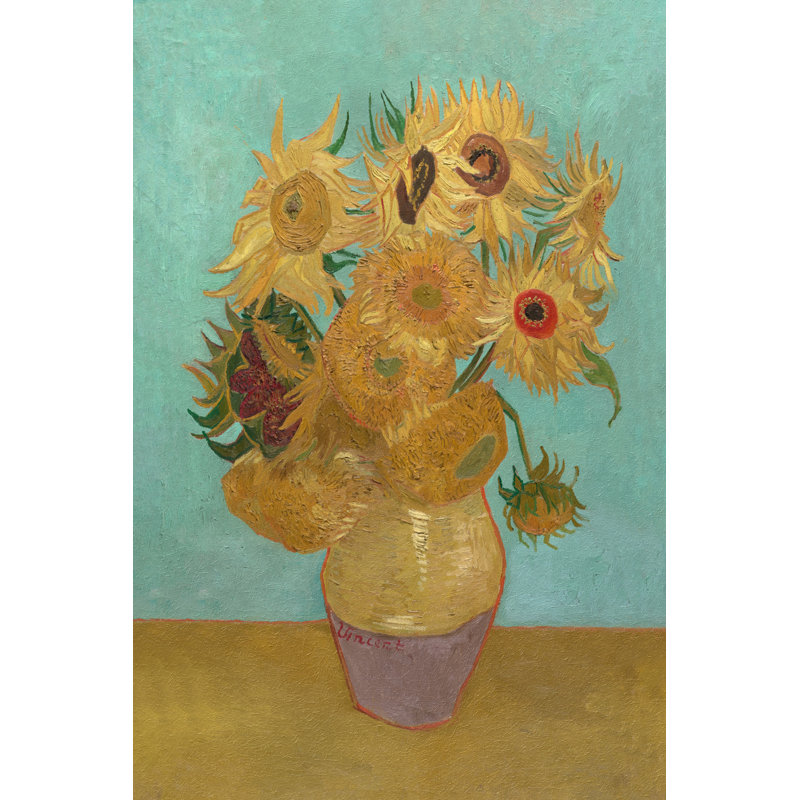 "Vase avec douze tournesols", reproduction sur toile tendue, H 24 po x l 16 po