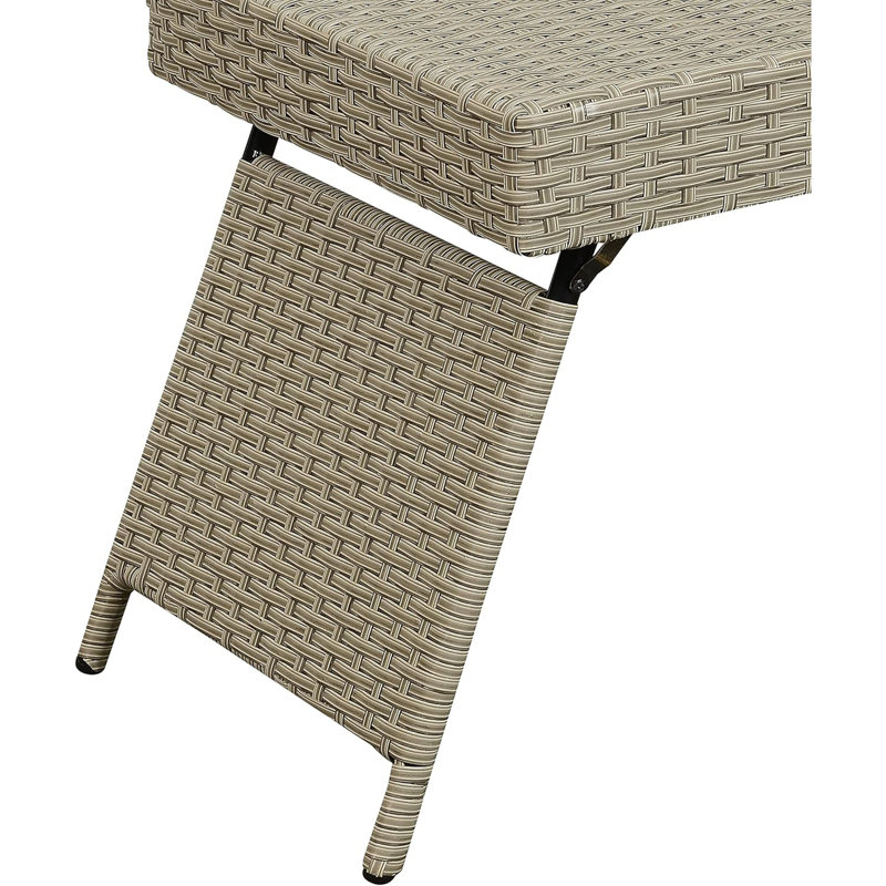 Portable Folding Wicker Table, Gray