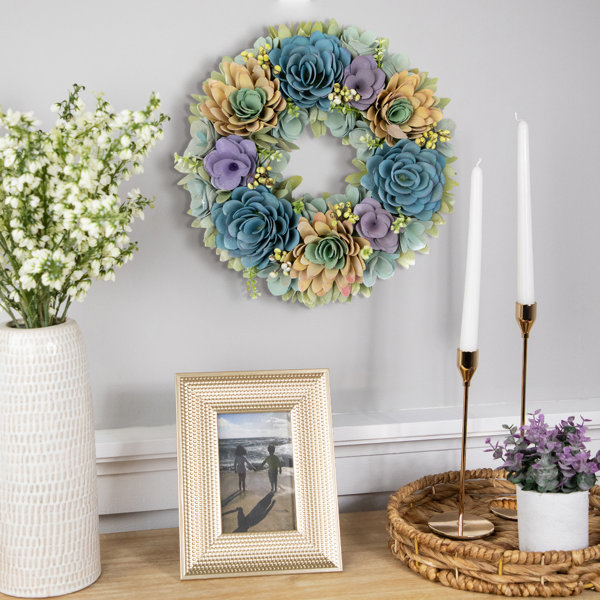 Primrue Spring Wreath Primrue Artificial Floral Wooden Spring Wreath With Seed Pods - 14 ...