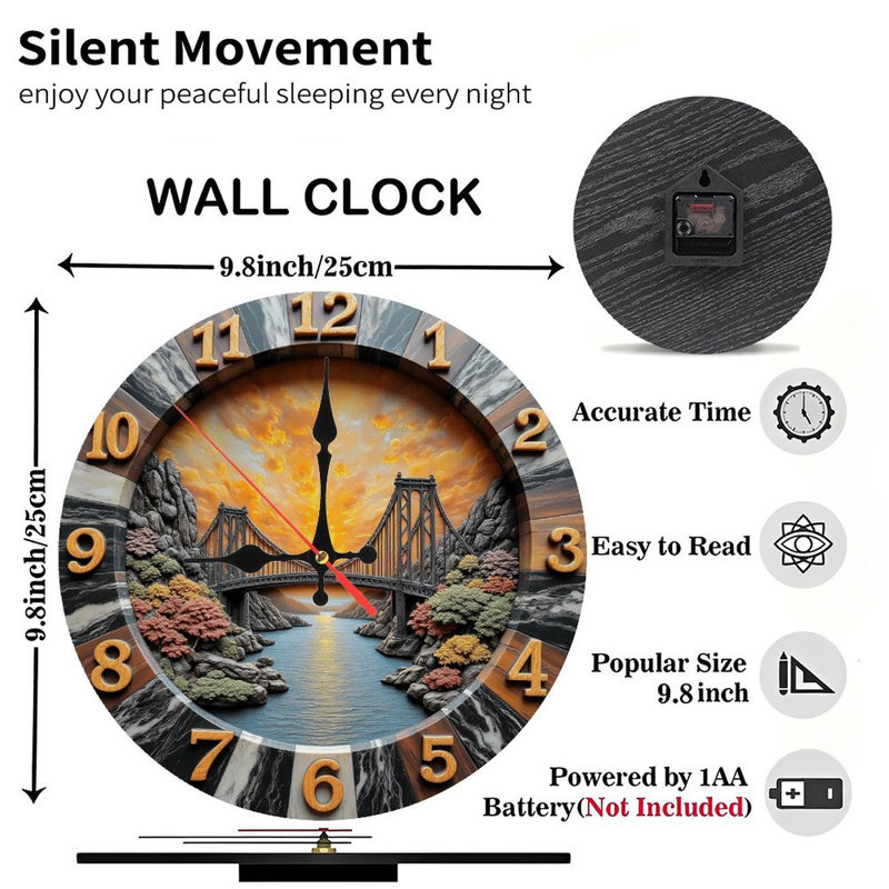 Horloge murale artistique 2d avec scène naturelle