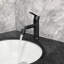 Robinet de salle de bain noir mat, conception à poignée simple, en acier inoxydable conçu pour un robinet de rénovation d'évier lisse et pratique, avec extérieur noir, offrant un débit d'eau simplifié et silencieux
