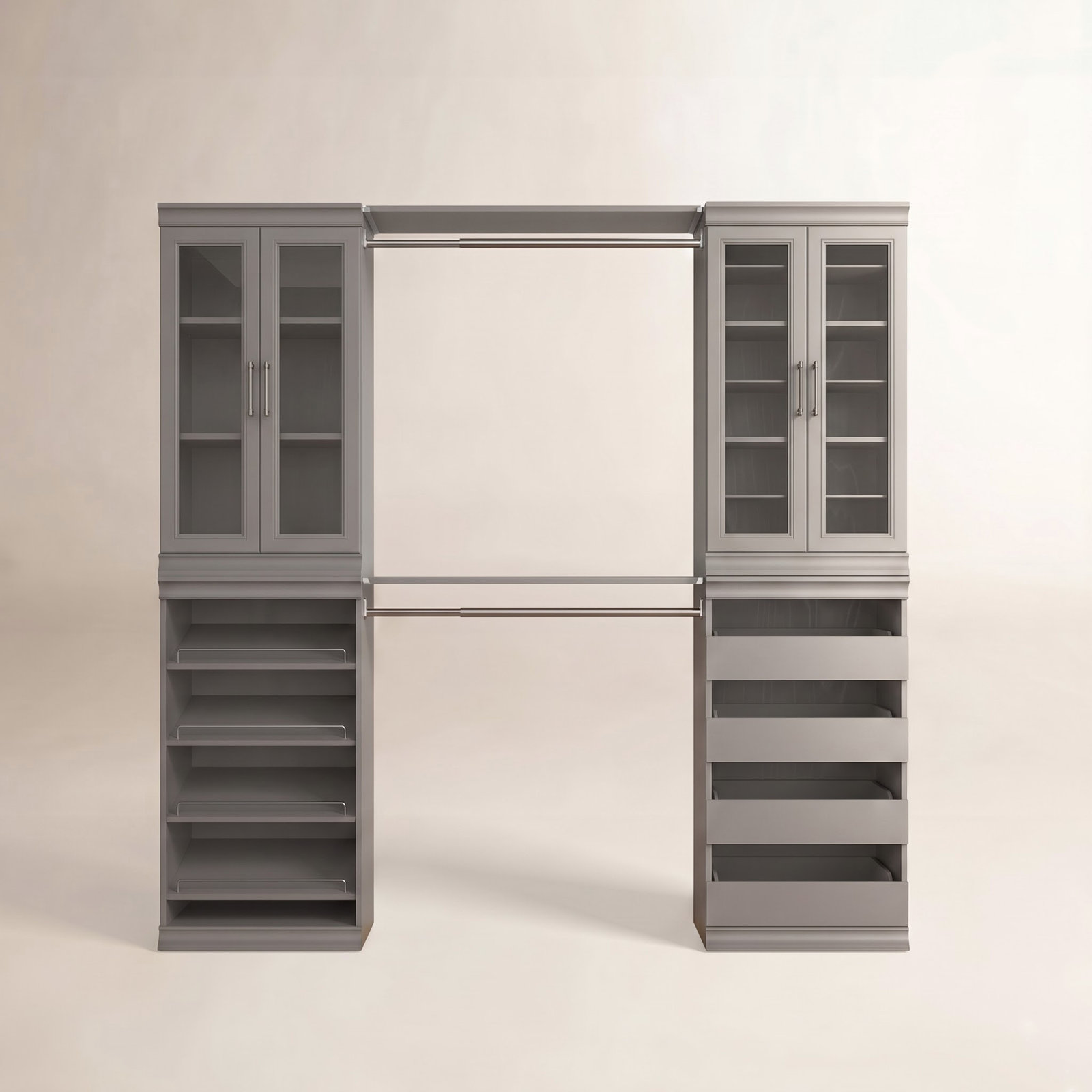 Modular Storage Closet System with Doors, Taupe