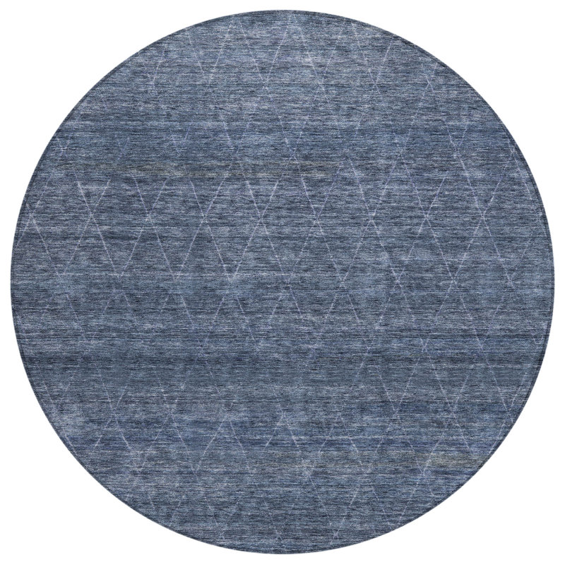 Elaria Blue Washable Indoor-Outdoor Rug - , 8' x 8'