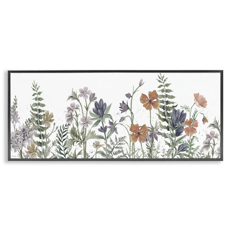 Blush Summer Botanicals, estampe numérique, conception de Cindy Jacobs, H 10 po x l 24 po, Giclée encadrée noir minuit