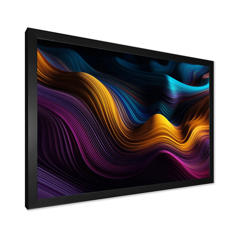 " Abstracted Flowing Forms III ", Black Closed Corner Framed Canvas, 12" H x 20" W x 1" D