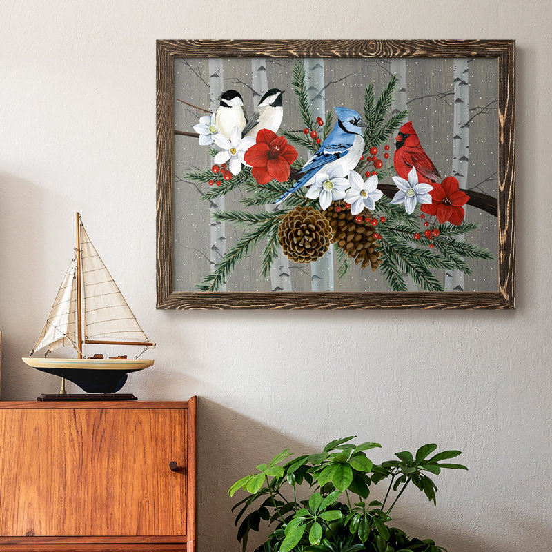 Birch Birds Collection, peinture sur toile encadrée, Noyer, H 28 po x l 42 po x P 1,5 po