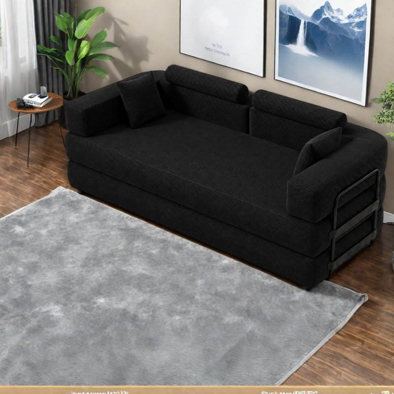 Canapés d'angle à compression, matelas en velours côtelé et mousse à mémoire de forme, maison moderne sans assemblage