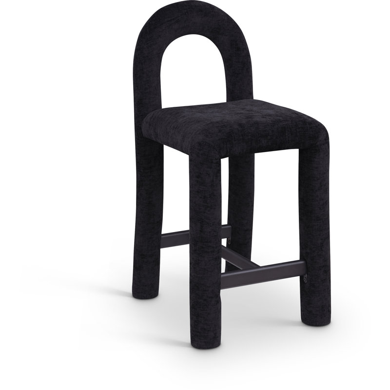 Amari Stool, Chenille Fabric, Black