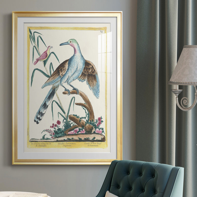 Oiseaux pastel V - imprimé, Or, H 42,5 po x l 30,5 po x P 1 po