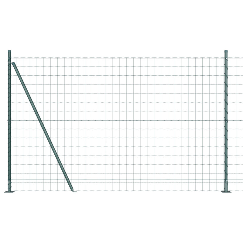 Euro Fence With 7 Posts Galvanised Steel, 150cm H x 1000cm W, Green