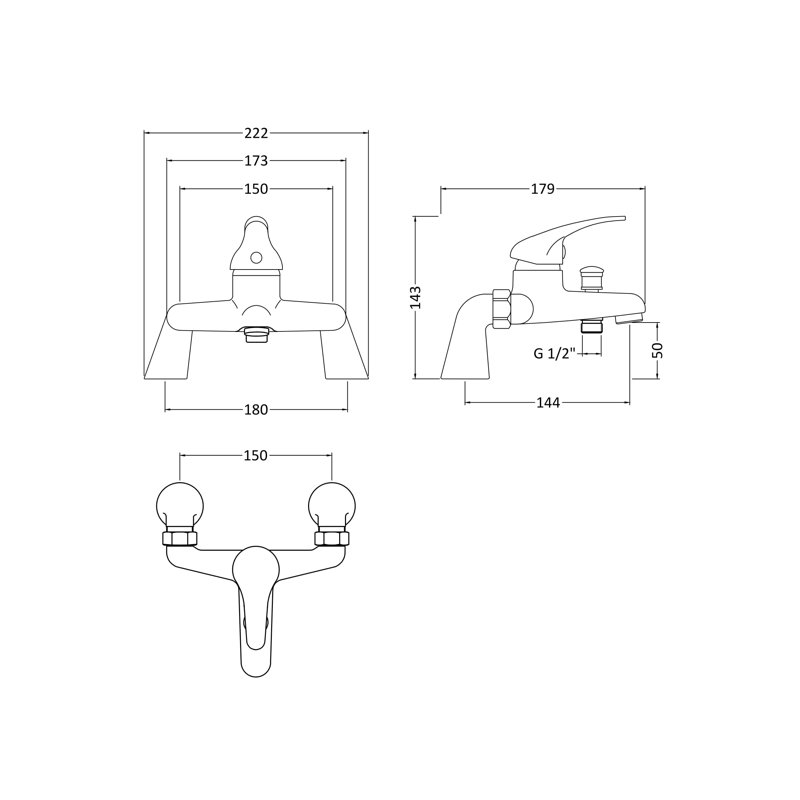Bathroom Bath Shower Mixer Bath Filler with Diverter